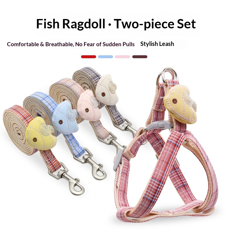 Headcollar Rope Set - 소형견 하네스와 리드줄 세트, 플래드 패턴